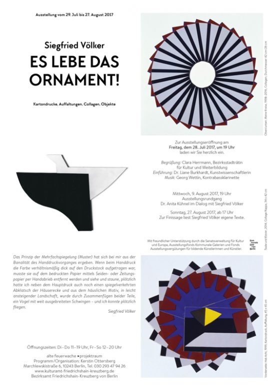 Faltblatt "Es lebe das Ornament!" von Siegfried Völker, 2017